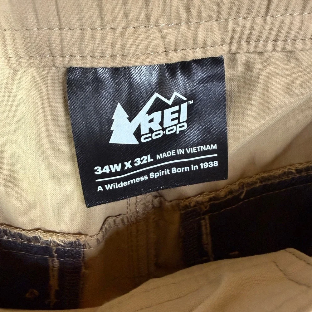 REI Co-op Sahara Convertible Hiking Pants Mens 34x32 Tan Cargo Zip Off Trail
